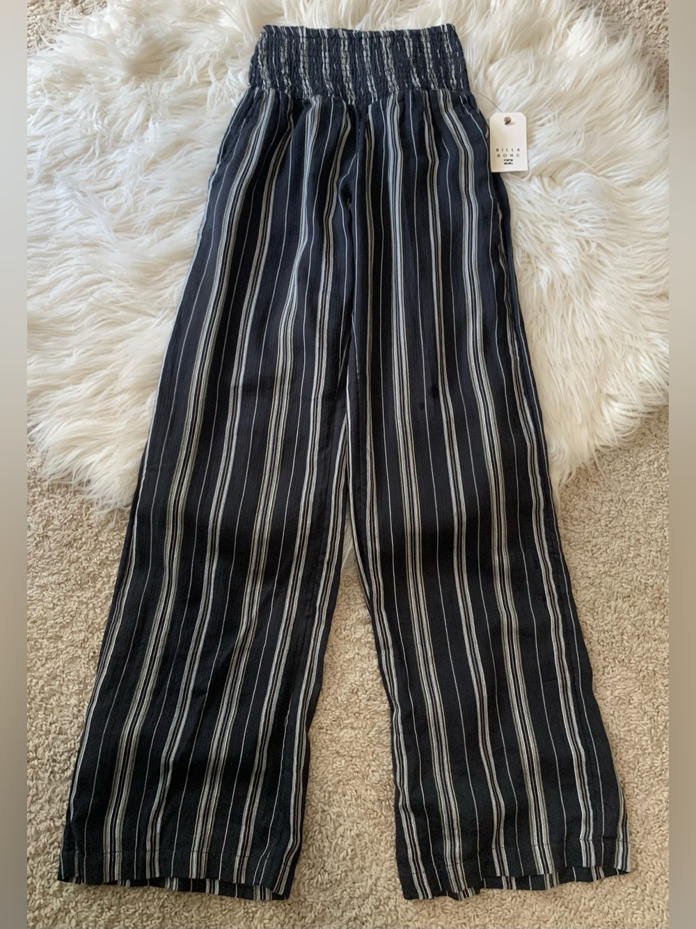 NWT Billabong New Waves 2 Gauze Pants Black Stripe Size XS